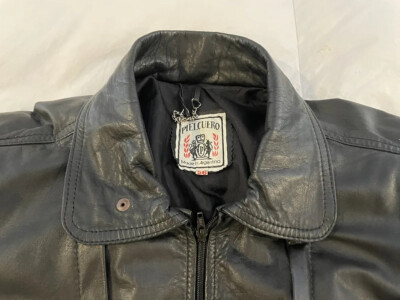 Men s Motorcycle Biker Vt. Cafe Distressed Black Real Leather Jacket Size L