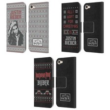 JUSTIN BIEBER KNITTED CHRISTMAS LEATHER BOOK WALLET CASE FOR APPLE iPOD TOUCH