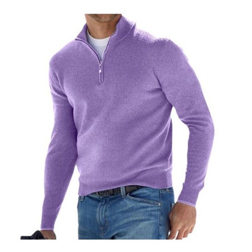 AU Mens Zip Jumper Pullover Long Sleeve Quarter Zip Neck Sweatshirt Jumper Tops - Picture 24 of 25