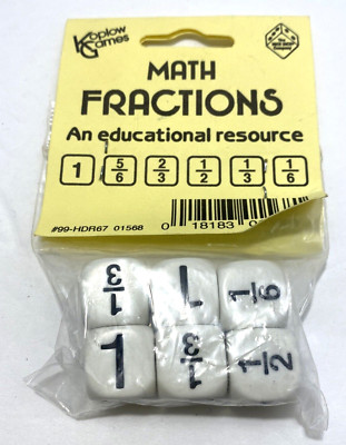Koplow Games Math Fractions Set of 6 Dice New in Package #99-HDR67