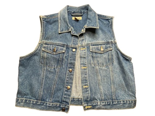 Great Land Trading Co. gilet denim donna taglia media colletto con bottoni - Foto 1 di 6