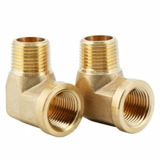U.S. Solid 2pcs Brass Barstock Street Elbow Pipe Fitting, MNPT 3/8" x FNPT 3/8"