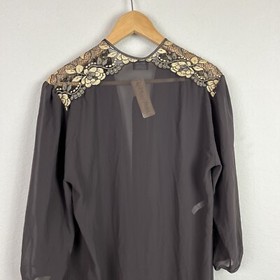 Lise Charmel France Robe Small S Brown Gold Lace Sheer Lingerie Deadstock VTG