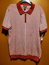 ALFANI Men's Striped Short-Sleeve Quarter-Zip Sweater Size XL (Same Day Ship)