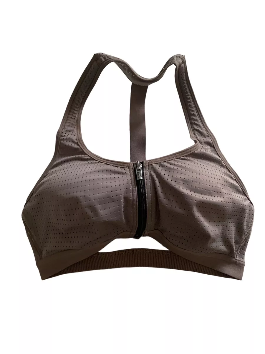 Victoria Secret Sports Bra 32C Knockout Gray Front Close Double Layer Lined