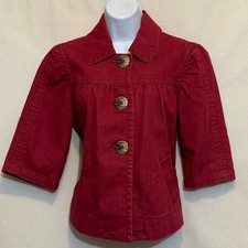 B-192 Cato Red Denim 1/2 Sleeve Suit Jacket Size S