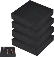 4PCS Black Foam Padding -12 X 12 X 2 Inches Foam Inserts for , Cuttable Polyuret