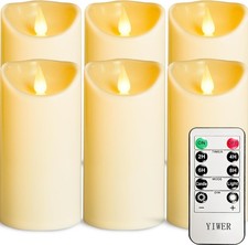 Set of 6 Flameless LED Pillar Candles w/ 6 Remotes   Waterproof, Timer, Outdoor