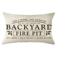 Ogiselestyle Farmhouse Pillow Covers with Backyard Fire Pit Quotes 12 x 20 In...