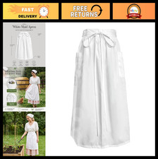 Vintage White Maid Apron for Women - Cotton Half Costume, Ruffled Kitchen Party