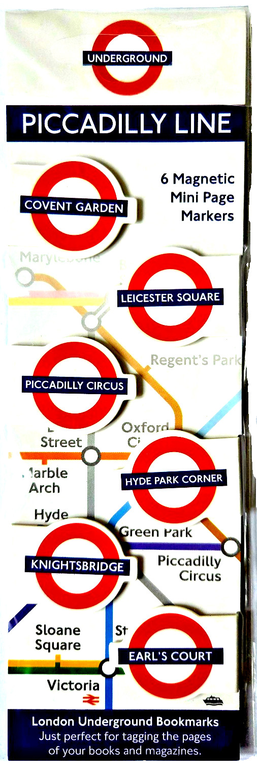 London Underground PICCADILLY LINE Tube Train Station Mini Magnetic Bookmarks