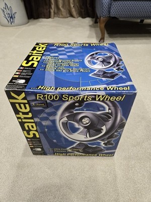 Vintage Saitek R100 Racing Wheel & Pedals PC, Brand New, box top has been opened