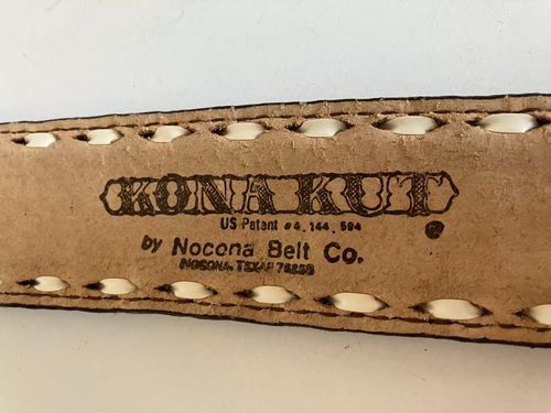 Cintura uomo Nocona in pelle marrone lavorata Kona Kut 36 senza fibbia - Foto 13 di 16