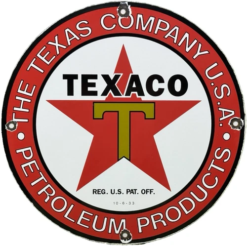 VINTAGE TEXACO MOTOR OIL PORCELAIN SIGN TEXAS GASOLINE GAS STATION PUMP PLATE