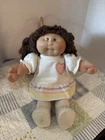 Cabbage Patch Kids 1982 Baby Doll Brown Yarn Hair Heart Dress Vintage