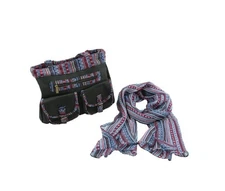 Canyon Sky Women's Aztec Blue Denim Shoulder Bag with Matching Scarf