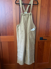 Zenana Beige Twill Denim Wide-Leg Jumpsuit Overall Size M NWT