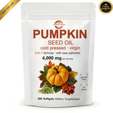 Pumpkin Seed Oil 4000mg Softgels  Cold Pressed Virgin  Saw Palmetto  300 Coun