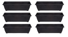6 x 60cm Slim Plastic Venetian Window Box Trough Planter Plant Pot Black Colour