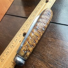 Antique New York Knife Co Walden NY 2 Blade Jack Knife Jigged Bone Nice Snap
