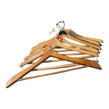 LOT OF 6 VTG WOODEN HANGERS 2 Batts - 2 Wishbone - 1 GOOD FORM - 1 YUGOSLAVIA