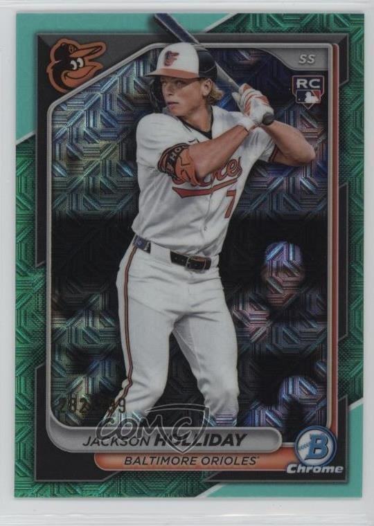 2024 Bowman Chrome Mega Box Aqua Mojo Refractor 282/299 Jackson Holliday #26 v9t