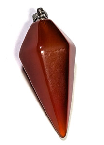 Natural Carnelian Crystal Pendulum Pendant 925 Sterling Silver Faceted 1.5"