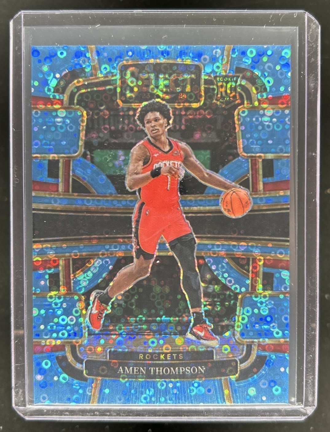 2023-24 Panini Select Amen Thompson RC Light Blue Disco Prizm Concourse #/99