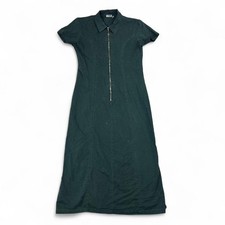 Dark green vintage zip up dress with collar neck. Midi lengthSize: L
