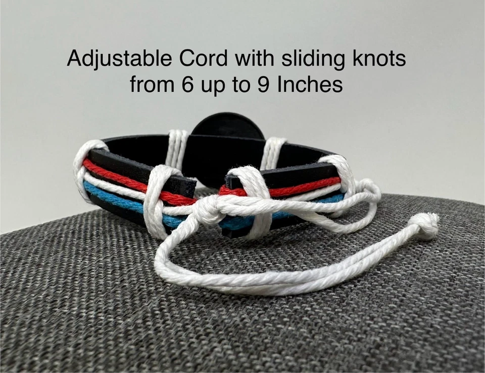 Coqui Taino Bracelet Puerto Rico Flag Colors – Adjustable Leather Jewelry - Image 4 of 4