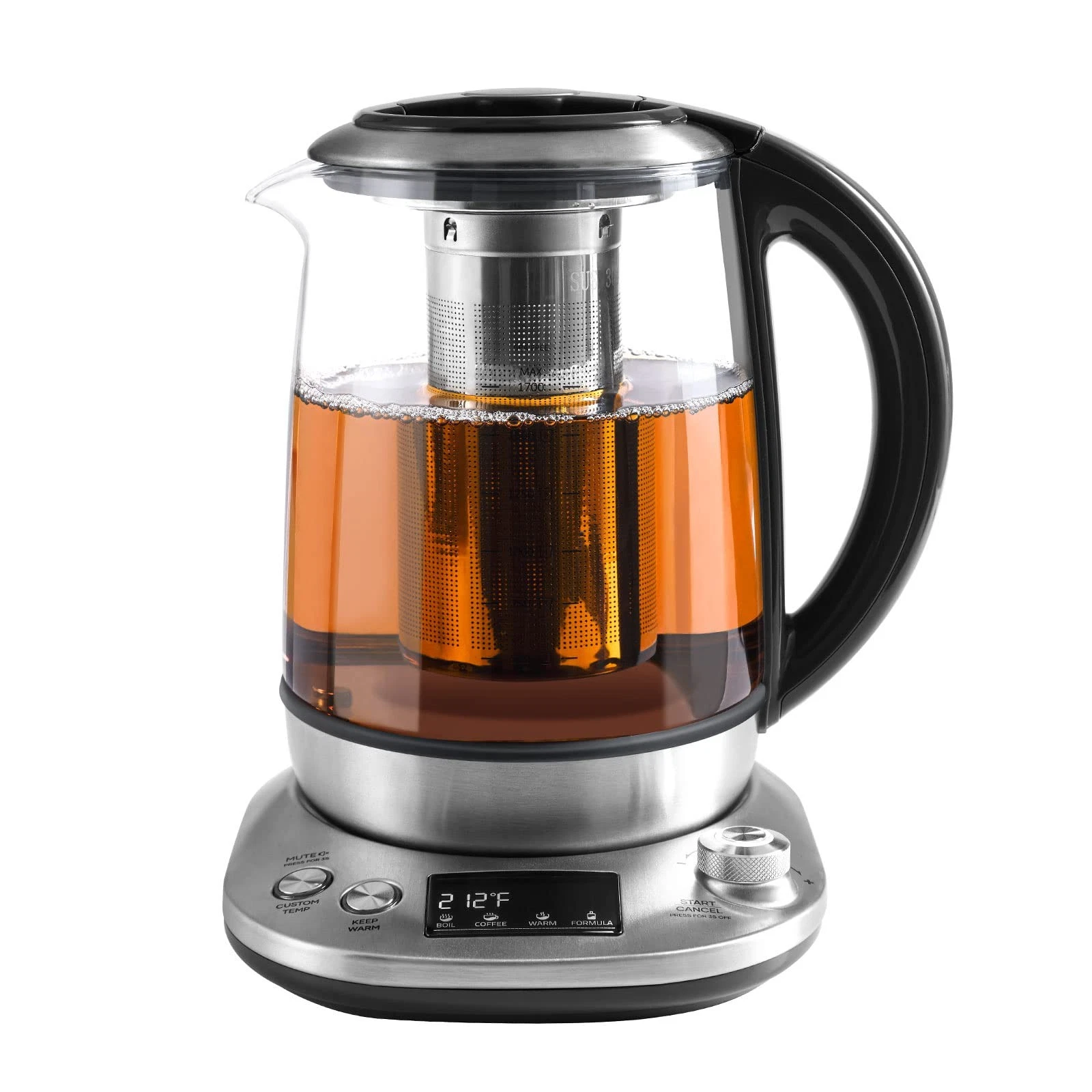 Electric Tea Kettle with Removable Infuser, 9 Preset Brewing Programs, Temper...