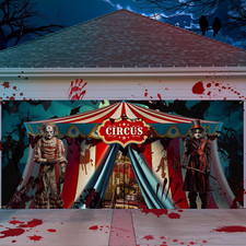 Evil Circus Halloween Garage Door Cover 13 X 6 Ft Backdrop