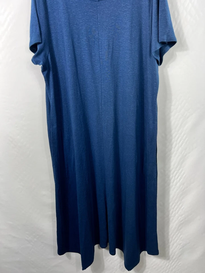 Maxi Vestido J. Jill Azul Puro 3X Lino Tencel Bolsillos Relajado Comodidad Foto 3 de 4