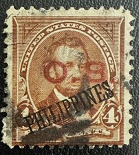 Philippines #220 Used Red Bandholtz O. B. Overprint Rare! Small tear top left