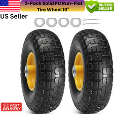 Ruota per pneumatici tubeless piatta 10 pollici poliuretano massiccio confezione da 2 pezzi per carrello da giardino