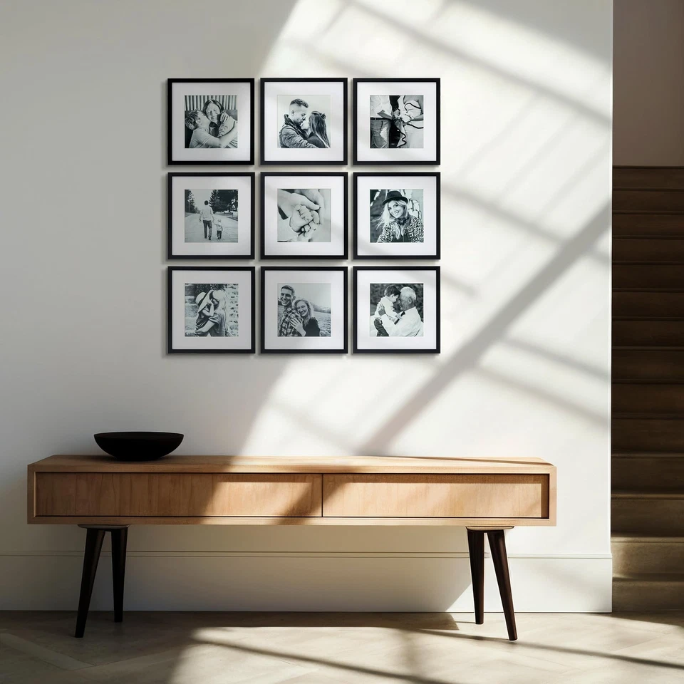 Marco de fotos cuadrado, marco de pared de galería negro conjunto de imágenes de exhibición 8x8 pulgadas... Foto 3 de 4