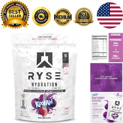 Energy-Boosting RYSE Electrolyte Drink Mix - Sugar-Free Kool-Aid Grape 16 Sticks