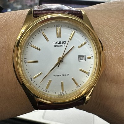 Casio MTP1183Q-7A Leather Band White Dial Watch | eBay
