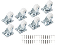8 Pack 1" Low Profile Casters Wheels for Furniture, Small Swivel Caster with No