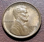 1909 Lincoln Wheat Cent Choice AU+ UNC Orig RED Toning No Issues Lightly Worn