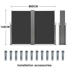 Image of Single/Double Side Garden Retractable Deck Awning Screen Fence Privacy Divider