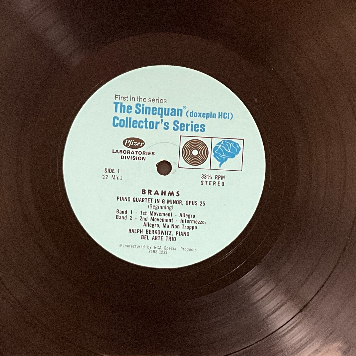 Brahms, Piano Quartet In G Minor, Opus 25, Ralph Berkowitz, Vinyl