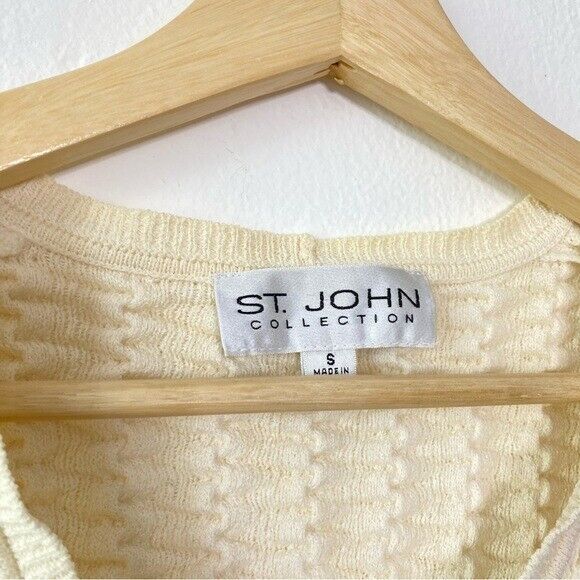 St. John Collection Cream Gauze Textured Cardigan… - image 4