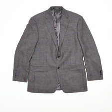 Lauren Ralph Lauren Blazer Men 40R 100 Wool Gray Plaid Jacket