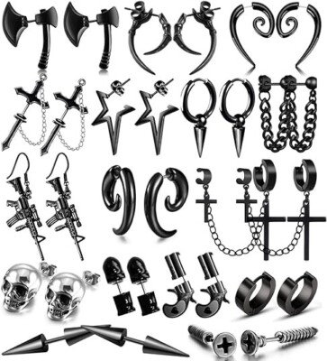 16 Aretes De Hombre Para Ninas Ninos Mujer Modernos Arete Pantalla Cruz Cristian