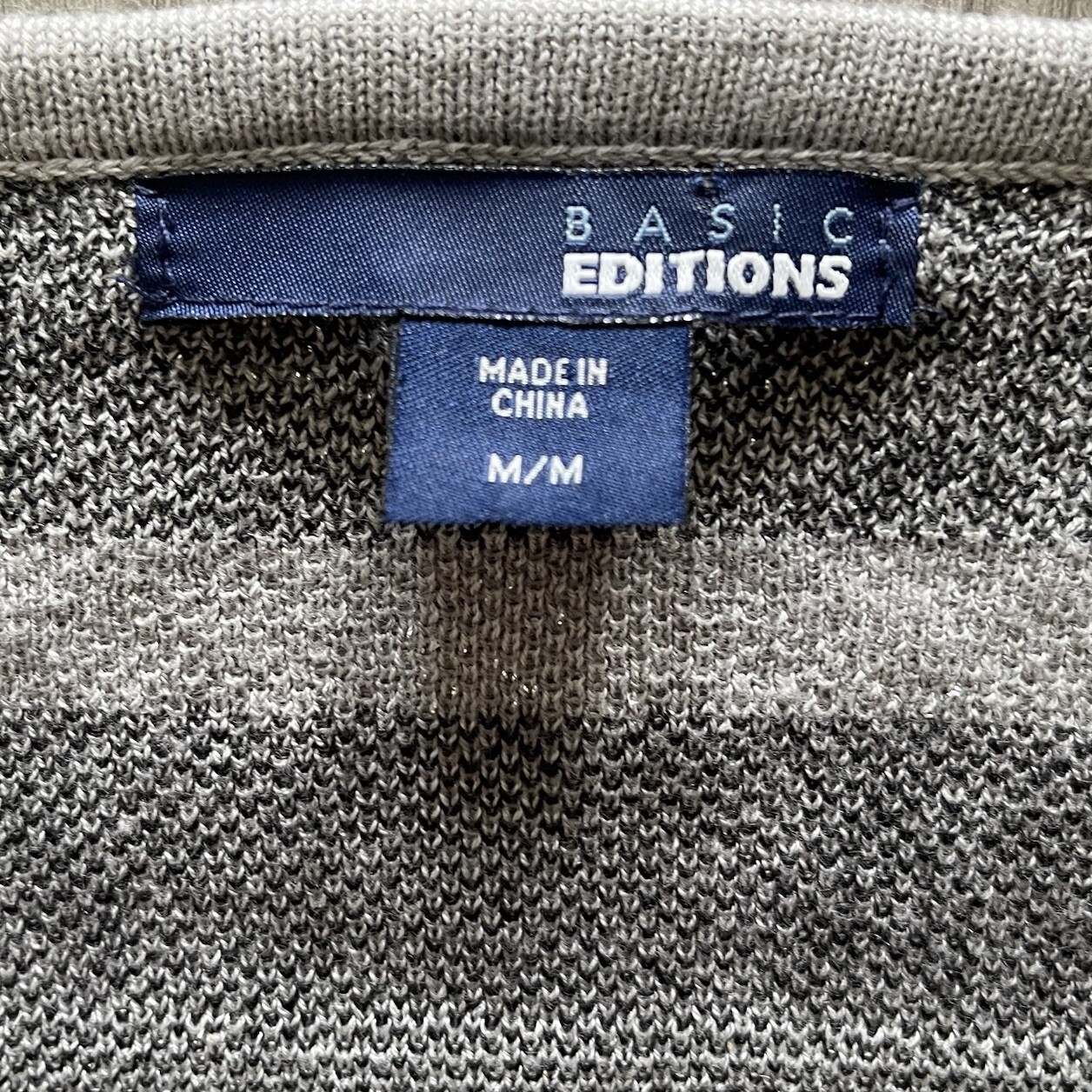 Basic Editions Black Gray Cotton Blend Open Cardi… - image 6