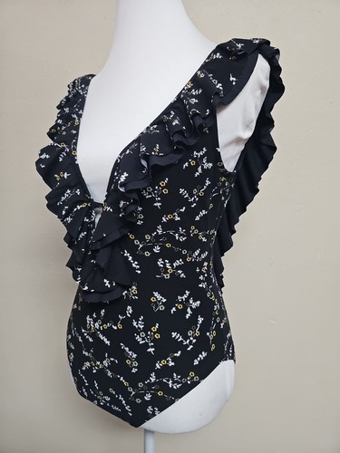 MICHAEL KORS Women's Swimsuit One Piece V-Neck Floral Print Tie Back.Size 12 - 第 6/14 張圖片