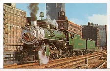 1973 Southern 4501 poses at La Salle St. Station, Chicago IL Railroad Postcard