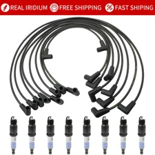 US Electronic Ignition HEI Spark Plug and Wire Kit For Chevy SBC BBC 454 350 383