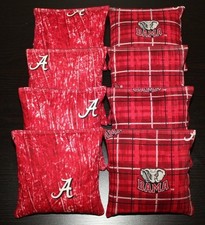 8 CORNHOLE BEANBAGS made w University of ALABAMA CRIMSON TIDE Fabric